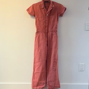 Big Bud Press short sleeve jumpsuit in clay red.